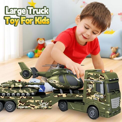 SpringFlower Toddler Boy Toys, 25" Large Police Truck Toy with Racing Car and Helicopter,3 in 1 Police Car Boy Toy, Christmas Birthday Gifts for Kids 3 4 5 6 Years Old in Saudi Arabia