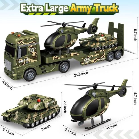 SpringFlower Toddler Boy Toys, 25" Large Police Truck Toy with Racing Car and Helicopter,3 in 1 Police Car Boy Toy, Christmas Birthday Gifts for Kids 3 4 5 6 Years Old in Saudi Arabia