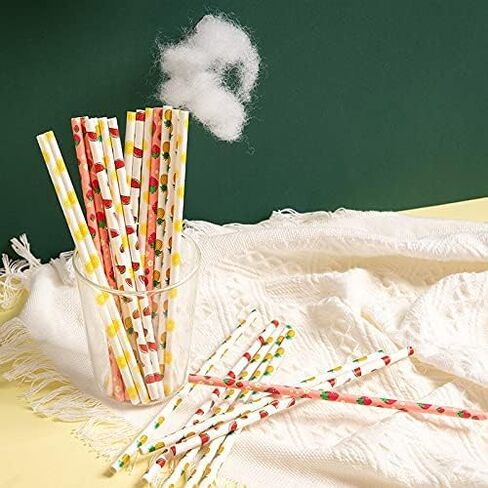 [25 Count ] Party Paper Straws,Great for Party and also can be used for cake pops,Tall 7.87'' (Strawberry) in Saudi Arabia