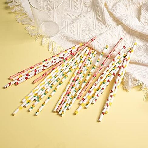 [25 Count ] Party Paper Straws,Great for Party and also can be used for cake pops,Tall 7.87'' (Strawberry) in Saudi Arabia