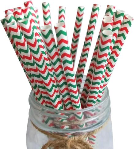 [25 Count ] Party Paper Straws,Great for Party and also can be used for cake pops,Tall 7.87'' (Strawberry) in Saudi Arabia