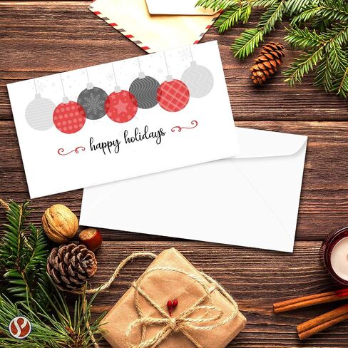 Happy Holidays Envelopes w/Blank Cards for Notes – Money, Check, Currency Holder, Christmas New Year Greeting for Cash, Coins, Presents, Gift Cards | 3-5/8 x 6-1/2" | 25 per Pack (Happy Holidays) in Saudi Arabia