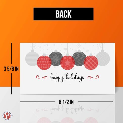 Happy Holidays Envelopes w/Blank Cards for Notes – Money, Check, Currency Holder, Christmas New Year Greeting for Cash, Coins, Presents, Gift Cards | 3-5/8 x 6-1/2" | 25 per Pack (Happy Holidays) in Saudi Arabia