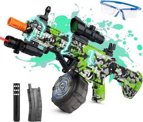 Large Gel Ball Blaster with Drum & Mag, Automatic and Manual Splatter Blaster with 40000 Gel Rounds, Electric Splat Blaster and Goggles for Outdoor Activities (Blue) in Saudi Arabia