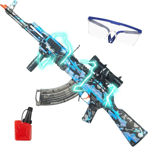 Large Gel Ball Blaster with Drum & Mag, Automatic and Manual Splatter Blaster with 40000 Gel Rounds, Electric Splat Blaster and Goggles for Outdoor Activities (Blue) in Saudi Arabia