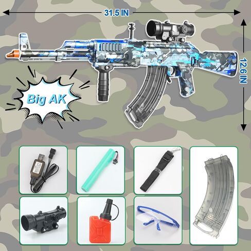 Large Gel Ball Blaster with Drum & Mag, Automatic and Manual Splatter Blaster with 40000 Gel Rounds, Electric Splat Blaster and Goggles for Outdoor Activities (Blue) in Saudi Arabia