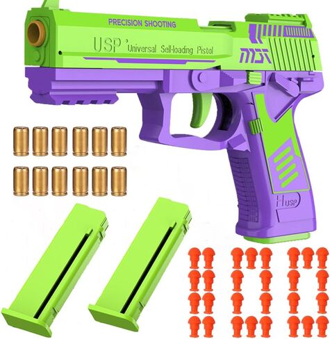 Shell Ejecting Toy Gun, Automatic Pull Back Action Shooting Games Education Model Toy for Kids Gifts in Saudi Arabia