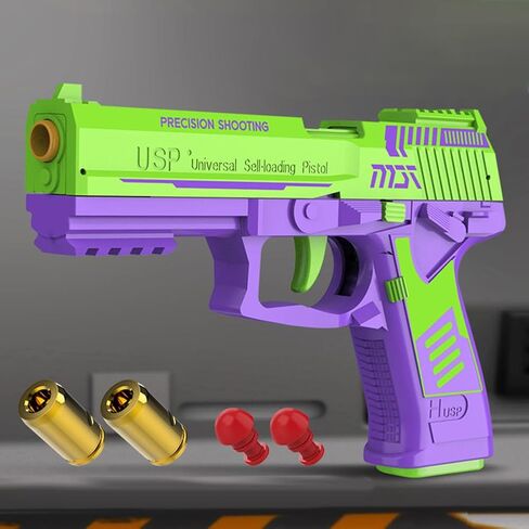 Shell Ejecting Toy Gun, Automatic Pull Back Action Shooting Games Education Model Toy for Kids Gifts in Saudi Arabia