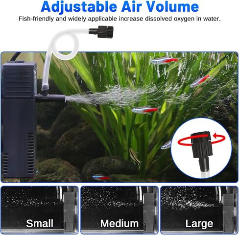 Aquarium Filter Small Betta Fish Tank Filter for 2-15 Gallon Silent 4-in-1 Adjustable Air Flow Fish Turtle Shrimp Tank Filter Submersible Aquarium Internal Filter 79 GPH Biochemical Rainwater in Kuwait