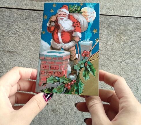 PIXILUV CHRISTMAS PRESENTS (Pack of 12) Notecards Small Greeting Cards # Vintage Santa Claus and Children with Presents ~ Vintage Christmas Postcards Reprint in Saudi Arabia