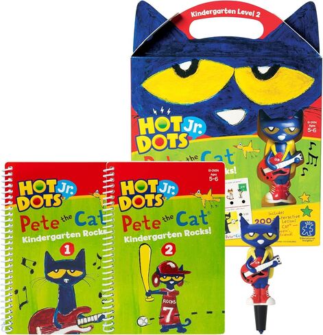 Educational Insights Hot Dots Jr. Pete The Cat - Kindergarten Rocks Set with Interactive Pen Included, 200+ Multi-Subject Activities, Homeschool & Kindergarten Readiness Learning Workbooks, Ages 5+ in Saudi Arabia