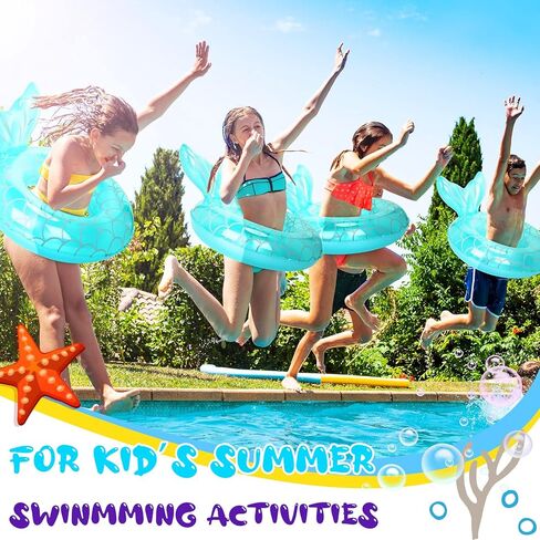 Lenwen 4 قطع حورية البحر بركة تعويم دائرة قابلة للنفخ على شكل ذيل حورية البحر على شكل حلقة سباحة مضحكة للسباحة لعبة أنبوب لطيف أخضر للسباحة تطفو للصيف صبي فتاة الأطفال في الهواء الطلق المياه الشاطئ حمام السباحة لوازم الحفلات in Kuwait