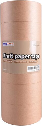 ADHES Heavy Duty Kraft Paper Tape, 2 Inch x 43 Yards, 6 Rolls Eco Friendly & Biodegradable, Writable & Uncoated Brown Packing Tape Paper Packing Tape for Masking, Sealing, and Packaging Use, in Saudi Arabia