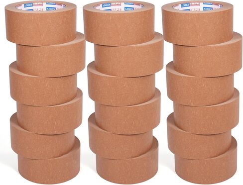 ADHES Heavy Duty Kraft Paper Tape, 2 Inch x 43 Yards, 6 Rolls Eco Friendly & Biodegradable, Writable & Uncoated Brown Packing Tape Paper Packing Tape for Masking, Sealing, and Packaging Use, in Saudi Arabia
