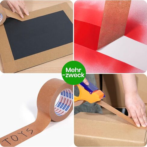 ADHES Heavy Duty Kraft Paper Tape, 2 Inch x 43 Yards, 6 Rolls Eco Friendly & Biodegradable, Writable & Uncoated Brown Packing Tape Paper Packing Tape for Masking, Sealing, and Packaging Use, in Saudi Arabia