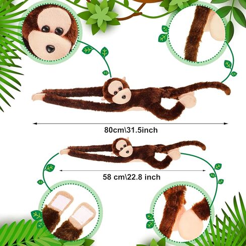 Hungdao 6 Packs Hanging Monkey Stuffed Animal Monkey Toy with Hook and Loop Fasteners Hands Stuffed Monkey Plush Toys for Kids (24 Inch, 32 Inch) in Saudi Arabia