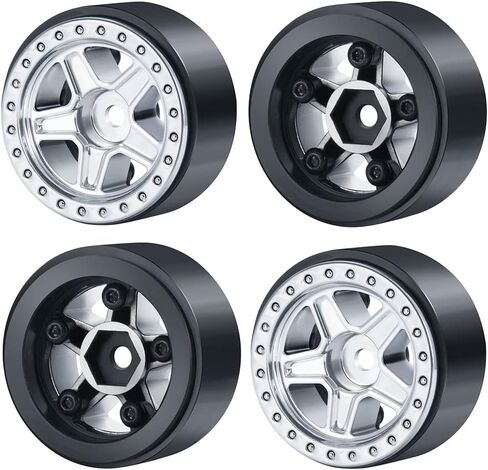 4Pcs SCX24 Wheels 5-Spokes Hub 1.0" Micro Beadlock Wheels for 1/24 Axial SCX24 Deadbolt RC Car (Black) in Saudi Arabia