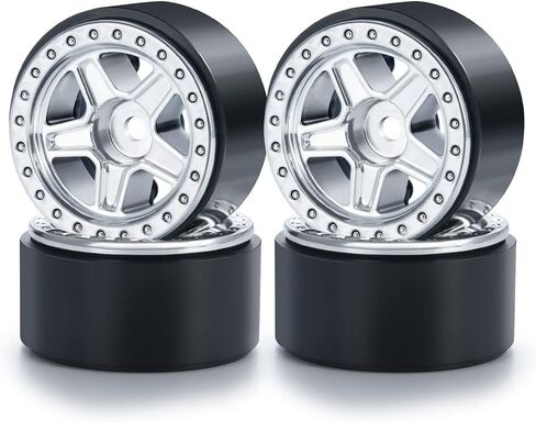 4Pcs SCX24 Wheels 5-Spokes Hub 1.0" Micro Beadlock Wheels for 1/24 Axial SCX24 Deadbolt RC Car (Black) in Saudi Arabia