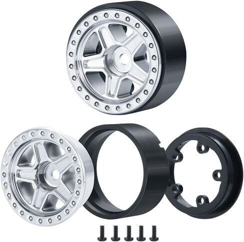 4Pcs SCX24 Wheels 5-Spokes Hub 1.0" Micro Beadlock Wheels for 1/24 Axial SCX24 Deadbolt RC Car (Black) in Saudi Arabia