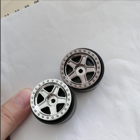 4Pcs SCX24 Wheels 5-Spokes Hub 1.0" Micro Beadlock Wheels for 1/24 Axial SCX24 Deadbolt RC Car (Black) in Saudi Arabia