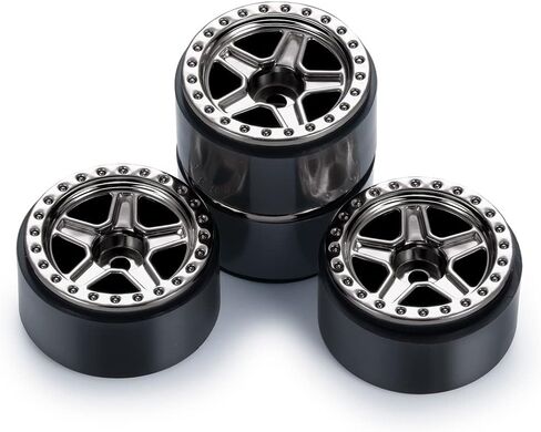 4Pcs SCX24 Wheels 5-Spokes Hub 1.0" Micro Beadlock Wheels for 1/24 Axial SCX24 Deadbolt RC Car (Black) in Saudi Arabia