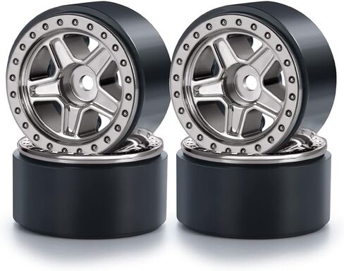 4Pcs SCX24 Wheels 5-Spokes Hub 1.0" Micro Beadlock Wheels for 1/24 Axial SCX24 Deadbolt RC Car (Black) in Saudi Arabia