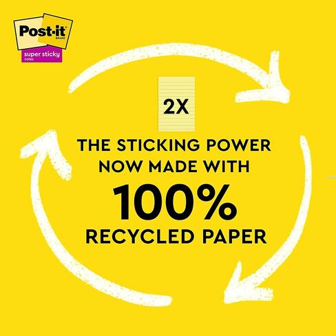 ورق ملاحظات لاصق للغاية معاد تدويره بنسبة 100% من Post-it، 2X قوة الالتصاق، 4x6 بوصة، 4 وسادات، 45 ورقة/وسادة، مجموعة Oasis (4621R-4SST) in Saudi Arabia