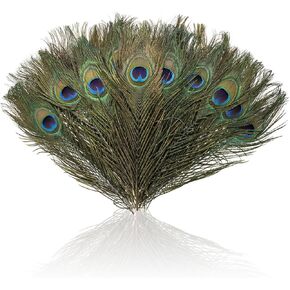 Goaste 50 Pack Real Peacock Feathers, 10-12 Inch Natural Peacock Eye Feathers for Floral Arrangements, Wedding, Home Decoration, Party Decoration, DIY Craft, Christmas Tree Decor