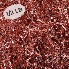 Kalyamo 1/2 LB(8oz) Rose Gold Metallic Crinkle Shred Cut Paper Sophosticated Color for Luxury Sparkle Gifts & Decor
