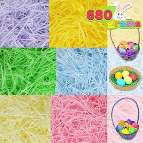 JOYIN Recyclable Shred Paper Grass 24oz (680g) 6 colors Easter Basket Filler Stuffers for Easter Egg Hunt Décor, Party Favors, Classroom Event Decoration.