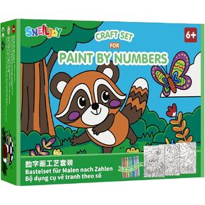 SNEILJOY 3 Packs Paint by Numbers Kit for Kids Ages 6 8 10 12, DIY Acrylic Oil Painting Paint by Numbers Kits on Canvas, Drawing Paintwork for Home Decor