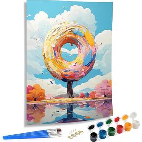 SKRYUIE Paint by Numbers Kits for Adults Doughnut, Acrylic Food Oil Paint by Numbers for Adults Beginner Canvas with Brushes Paintwork Art Crafts for Home Decor 16x20 inch n1