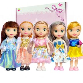5 Sets Doll Clothes for 6 inch Doll ，Include 5 Pieces Girl Mini Dolls, 5 Sets Handmade Doll Clothes and 5 Pairs of Doll Shoes