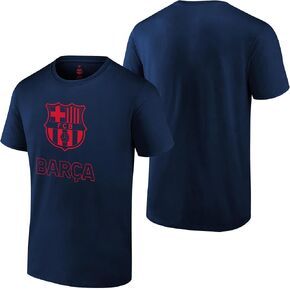 FC Barcelona Official Soccer T-Shirt for Men, Mens Sports Short-Sleeve Crew Cotton Tees, Licensed Barça Tees for Men