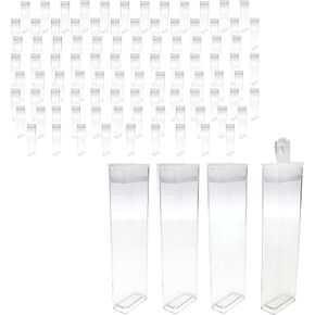 The Beadsmith Clear Plastic Boxes - Rectangle with a Flip Top Cap - 7/16" x 1" x 3-3/4" - Use for Beads, Bath Salts, Wedding & Party Favors, Home or Office Storage - Bag of 100
