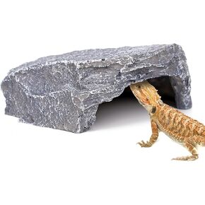 Reptile Rock Hide Cave Reptile Hideout Cave for Turtle, Tarantula Lizard Tank Accessories Amphibians Aquarium Terrarium Decoration (Small, 4.3 * 4.3 * 2.2 in)