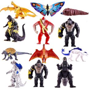 Set of 12 pcs Dragon vs Kong Toys, King of The Monsters, Dinosaur Dragon Toys Action Figures, Battle Roar B.E.A.S.T. Glove Shimo Frost Bite Mecha King Ghidorah Cake Toppers