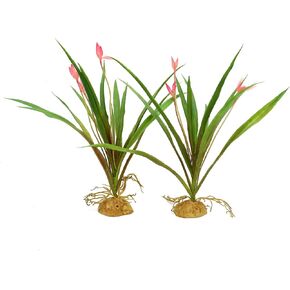 JIHAQUA Reptile Plastic Plants Aquarium Plants Terrarium Decor Artificial Orchid Plant for Fish Tank Decorations (2)