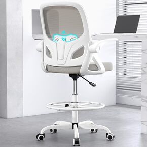 Home Desk Chair with Back Supportive Lumbar Support, Breathable Double Mesh Cushion Home Desk Office Chair with Flip up Arms, Modern Ergonomic Home Desk Office Chair for Home and Work(Black)
