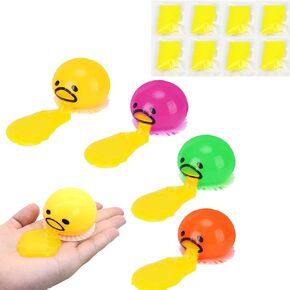 4Pcs Puking Egg Yolk Stress Ball, Vomiting Egg Yolk Stress Ball, Vomiting Disgusting Egg Yolk Ball Toy, Sucking Lazy Egg Yolk Stress Relief Toys