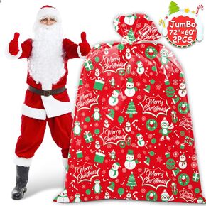 HYmoso Extra Large Christmas Gift Bags, 2PCS Jumbo Bicycle Gift Bags for Oversized Giant Huge Xmas Presents, Reusable Storage Plastic Bag Holiday Gift Wrapping Bags