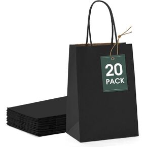 GSSUSA 100 Pack Paper Gift Bags 5.25x3.75x8'' Small Paper Bags with Handles Bulk, Brown Kraft Paper Bags for Small Business, Sturdy Grocery Retail Shopping Bags, Birthday Party Favor Bags, Craft Bags