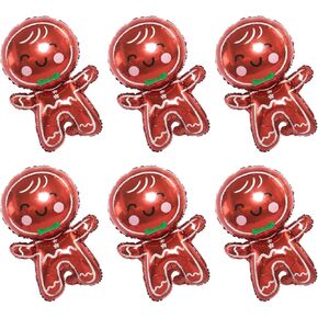 6 PCS Merry Christmas Gingerbread Balloon,Gingerbread Man Christmas Foil Balloons,Gingerbread Man Balloon for Christmas Party Decorations,Christmas Foil Balloons for Christmas Decorations