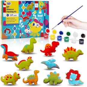 KIDDYCOLOR Kids Arts & Crafts Plaster Painting Craft Kit Art Set - Decorate Your Dinosaurs and Create Your own Dinosaur World as a Gift for Ages 3-12