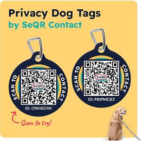 Privacy Dog Tag | Protect Personal info and Pets with Custom Dog Tags | Tag scan alerts | Fits Cat and Dogs | QR Code Dog Tags Personalized for Pets, Dog Name Tags, Cat Tag | No Monthly Pet Tag Fee