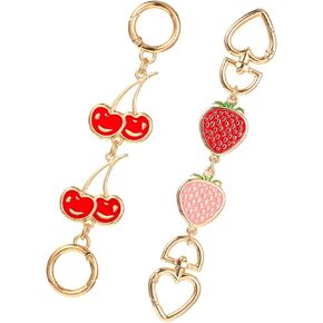 Bag Extender Chain Cute Purse Extender Chain Strawberry Purse Strap Extender Cherry Purse Chain Strap Metal Bag Chain Replacement for Women Girl Purse Bag Making Supplies