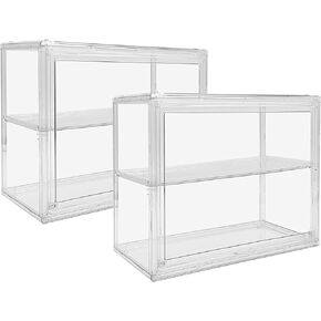 2 Pack Acrylic Display Case, 2/3 Layer Adjustable Figure Display Case, Wall-Mounted Dustproof Showcase for Collectibles Action Figure (2, 3 Tiers)