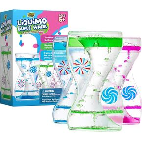 YoYa Toys Liquimo Liquid Motion Bubbler Duple Wheel for Kids and Adults - Satisfying Toys for Stress and Anxiety Relief - Fidget Toy Can Be Used as a Colorful Kitchen Timer - 3 Pack