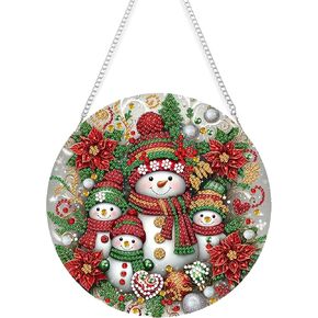 مجموعات الطلاء الماسي لعيد الميلاد الشتوي قلادة معلقة، مجموعة فنية ماسية لرجل الثلج من حجر الراين على شكل خاص، مجموعة لوحة نافذة مزدوجة الجوانب من الأكريليك DIY، ديكور جدار المنزل 7.8 × 7.8 بوصة in Kuwait