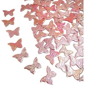 1.1LB Butterfly Ceramic Mosaic Tiles,Mixed Iridescent Mosaic Pieces for DIY Craft,Plates, Flowerpots,Coaster,Vases Cups,Mosaic Handmade Home and Outdoor Decor (Rainbow Orange)